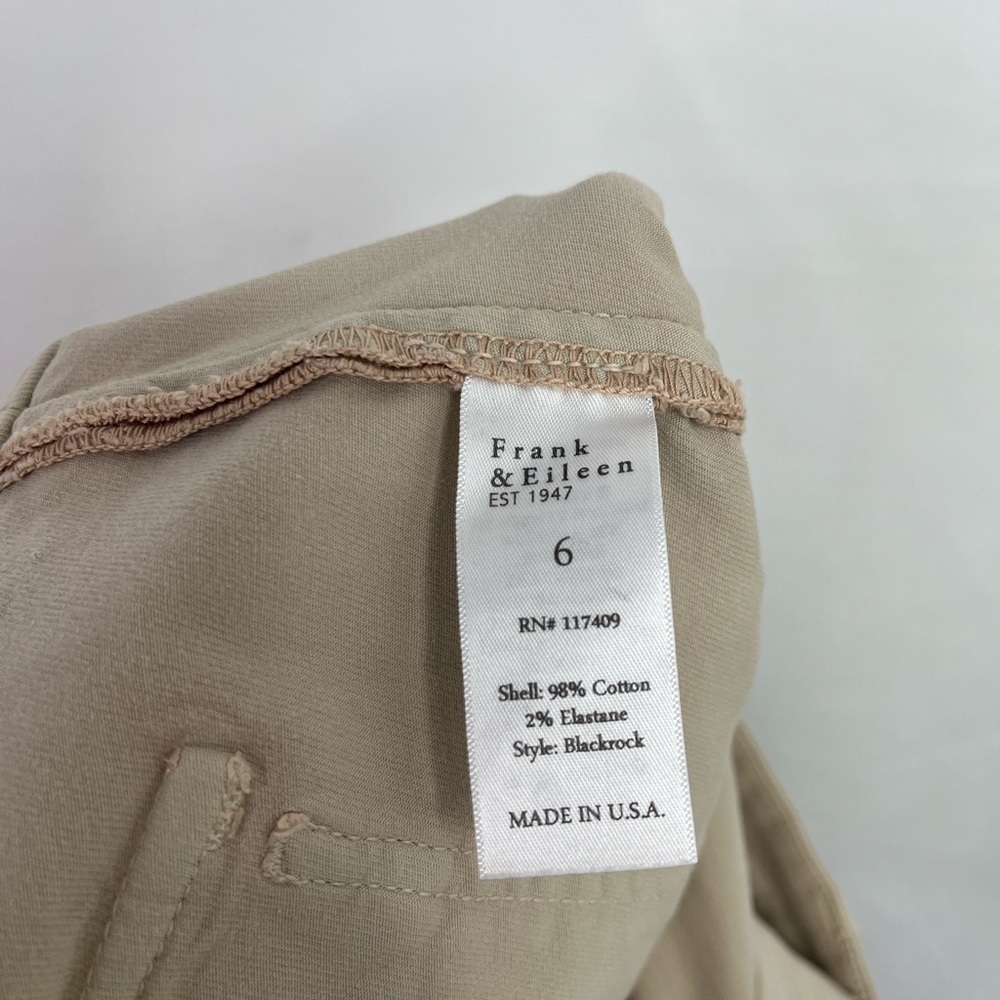 Frank & Eileen Ankle Pants in Italian Peached Tan Khaki Twill Cotton Size 6 - Picture 7 of 9